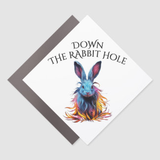 Custom Down the Rabbit Hole Blue Bunny Car Magnet