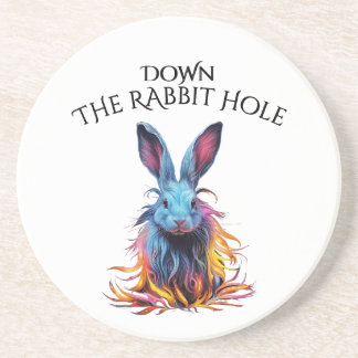 Custom Down the Rabbit Hole Blue Bunny Coaster