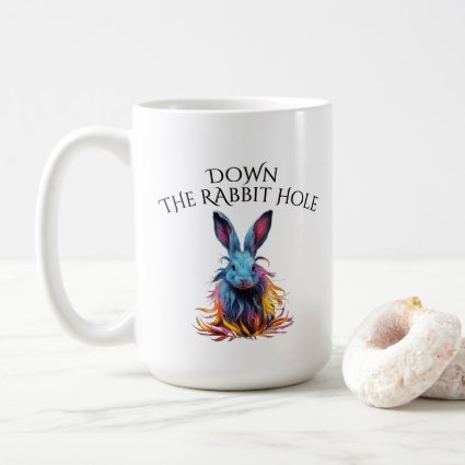 Custom Down the Rabbit Hole Blue Bunny Mug