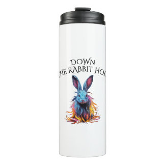 Custom Down the Rabbit Hole Blue Bunny Thermal Tumbler