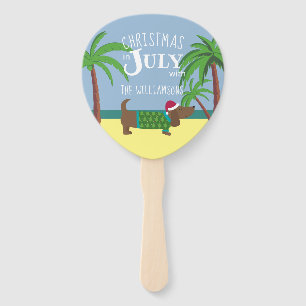 Custom Doxie Christmas in July Party Hand Fan