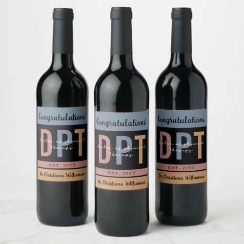 Custom DPT Doctor of Physical Therapy Graduation Wine Label