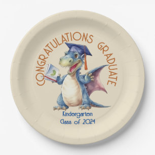 Custom Dragon Kindergarten Graduate Paper Plates