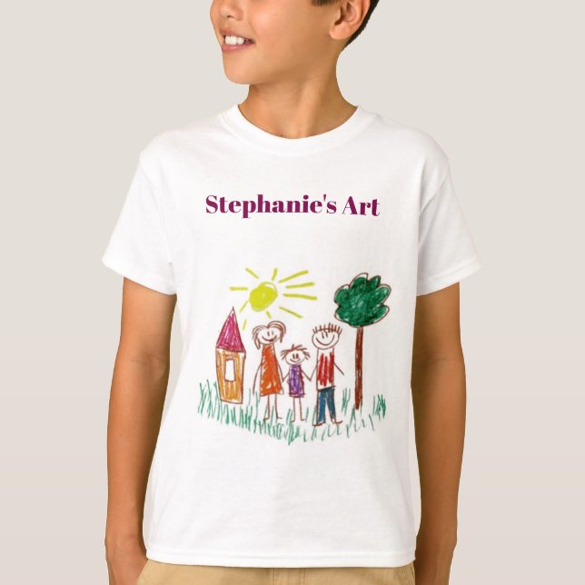 Custom Drawing Shirt Kids Artwork for Mom Dad  (Front)