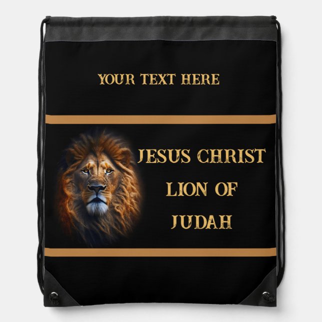 Custom Drawstring Bag Jesus Christ Lion Of Judah (Front)