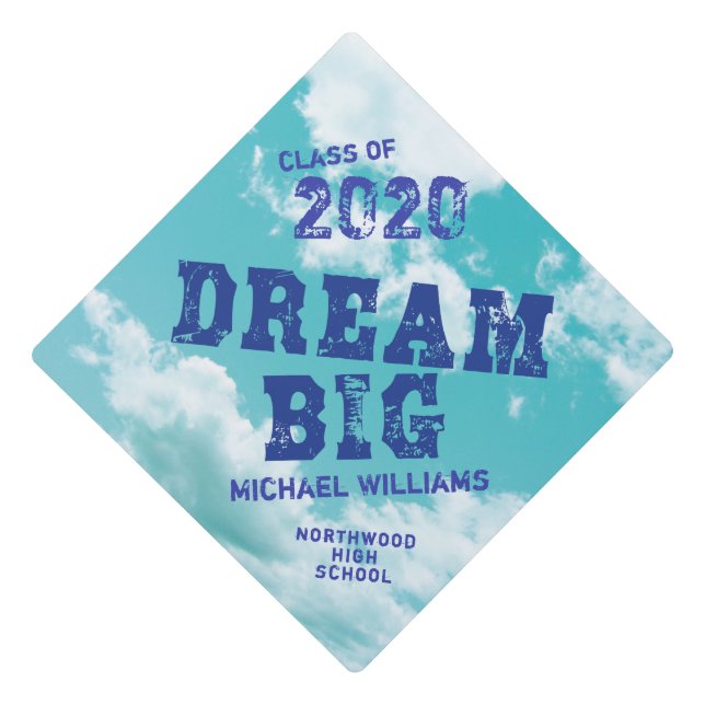 Custom Dream Big Graduation Cap Topper (Front)