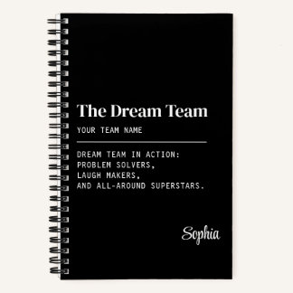 Custom Dream Team Corporate Coworker Teamwork Gift Notebook