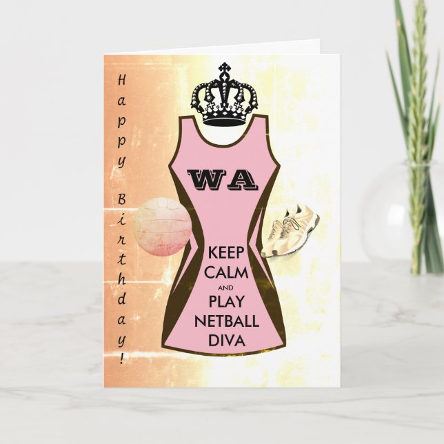 Custom Dress Color Keep Calm and Play Netball Card (Front)