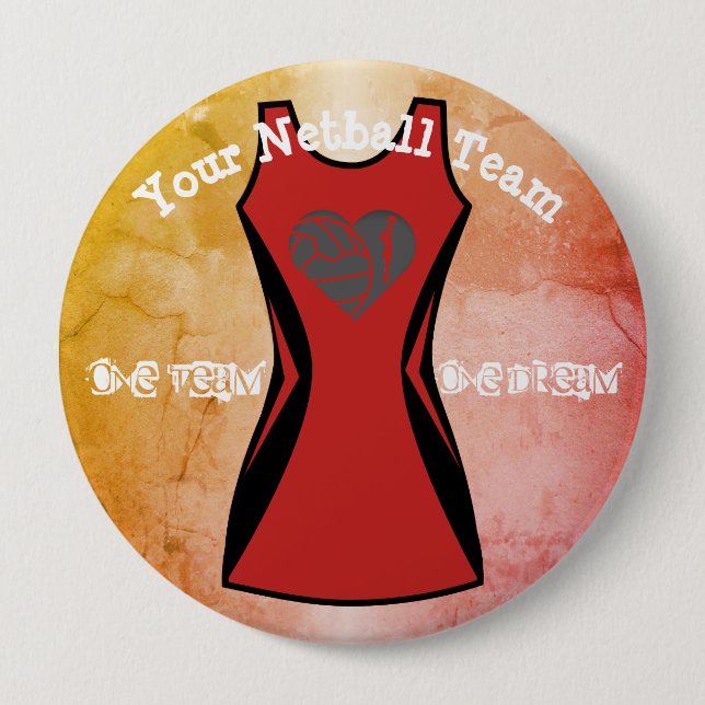Custom Dress Colour Personalised netball badge Pinback Button (Front)