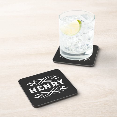 Custom drink coaster with masculine tattoo design