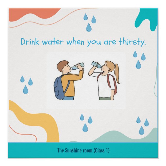 Custom Drink water poster for school supplies (Front)