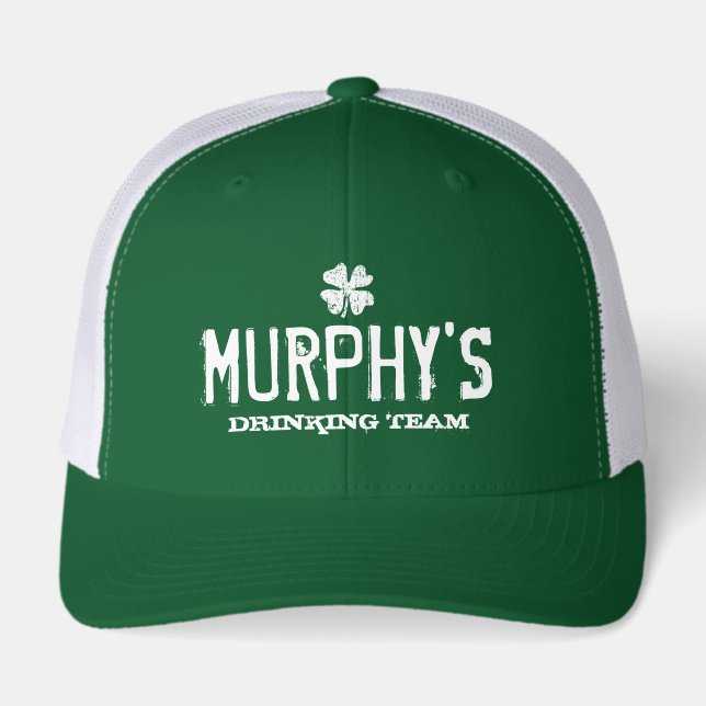 Custom Drinking Team Green St Patrick's Day Hat (Front)