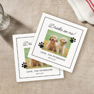 Custom Drinks On Me Photo Pet Wedding Napkins