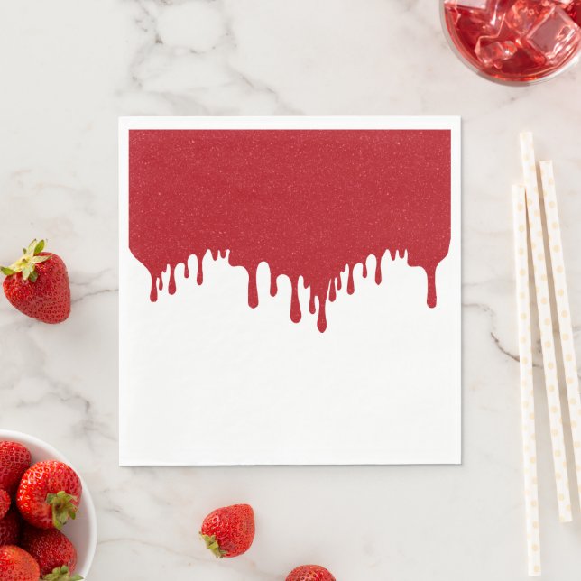 Custom Drip Paper Napkins – Tomato Red Noise (Insitu)