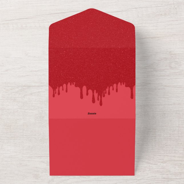 Custom Drip Tomato Red RSVP Invitation (Outside)