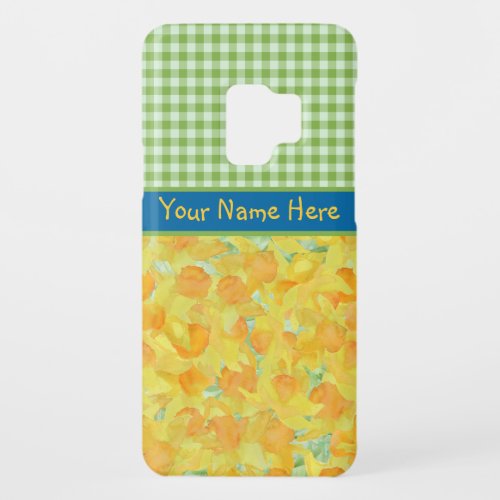 Custom Droid RAZR Case Golden Daffodils Gingham Case_Mate Samsung Galaxy S9 Case