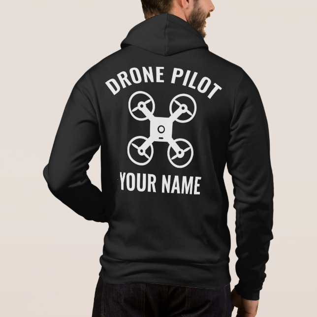 Custom drone pilot hoodie with quadcopter logo (Back)