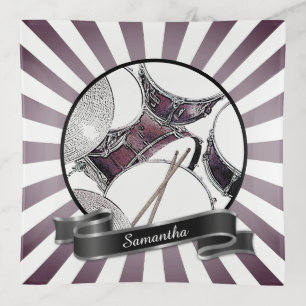 Custom Drummer Name Drum Kit Drumsticks Drumming Trinket Tray