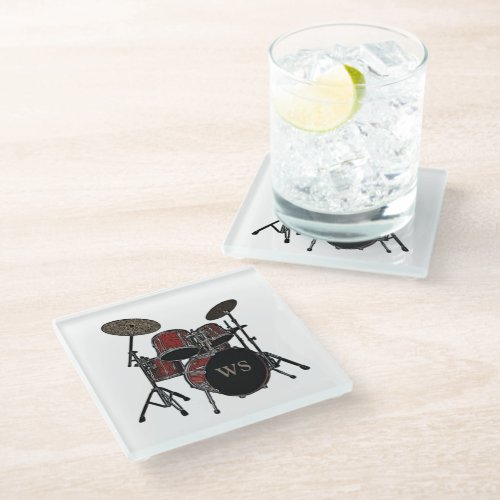 Custom Drummer Rock  Roll Musician Keepsake Gift  Glass Coaster