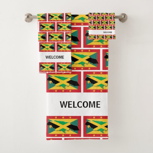 Custom Dual Heritage GRENADA JAMAICA FLAG  Bath Towel Set