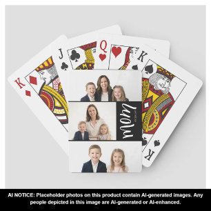 Custom Dual Mom Est. Years Script Black White Poker Cards