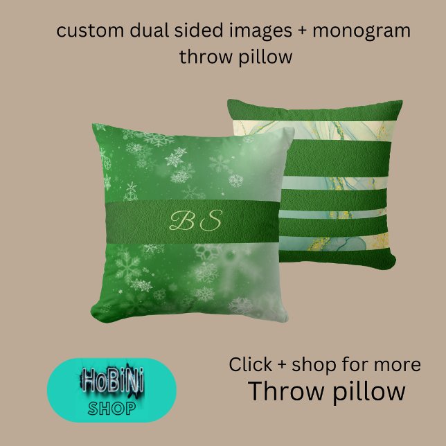 custom dual sided images + monogram throw pillow (custom dual sided images + monogram throw pillow)