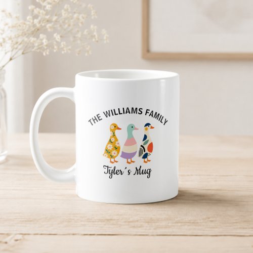 Custom Duck Family of 3 Mug with Name