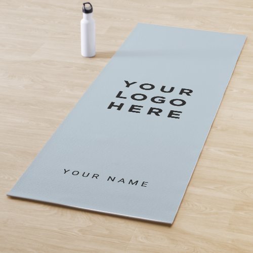 Custom Dusty Blue Business Logo Name Instagram Yoga Mat