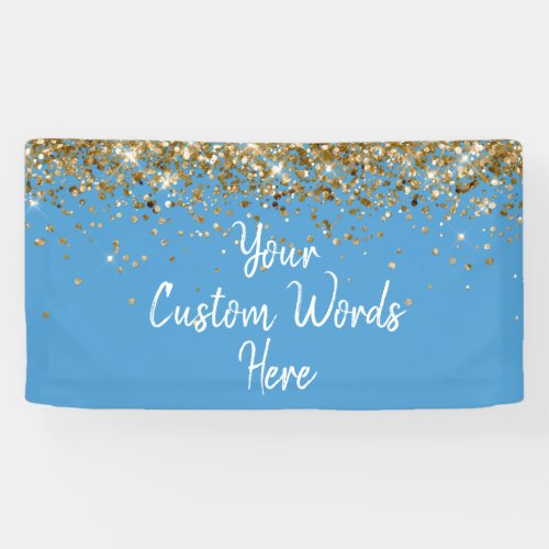 Custom Dusty Blue Gold Birthday Party Photo Booth