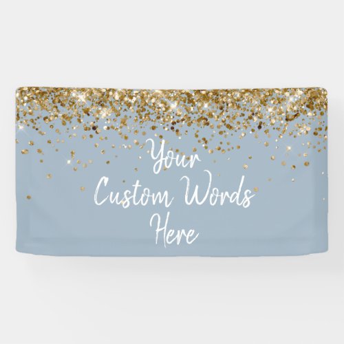 Custom Dusty Blue Gold Birthday Party Photo Booth