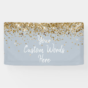 Custom Dusty Blue & Gold Customized Birthday Party Banner