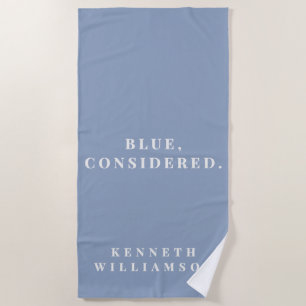 Custom Dusty Blue Gray White Minimalist Modern Men Beach Towel