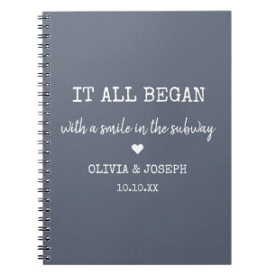 Custom Dusty Blue Where It All Began Valentine Day Notebook