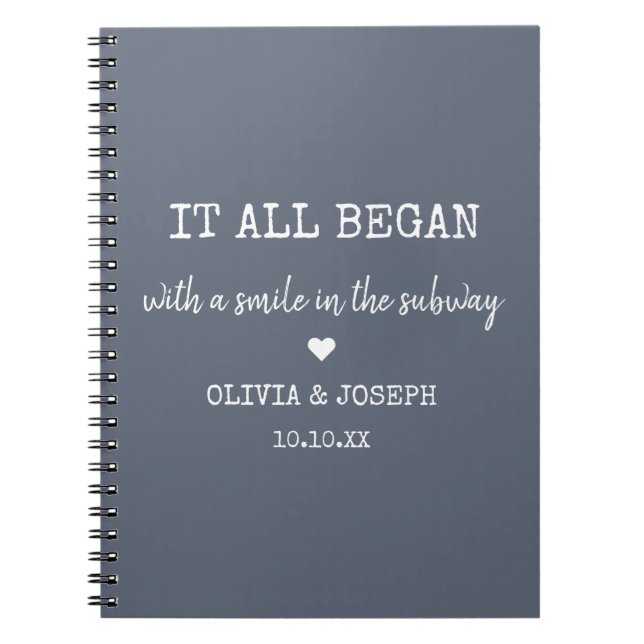 Custom Dusty Blue Where It All Began Valentine Day Notebook (Front)