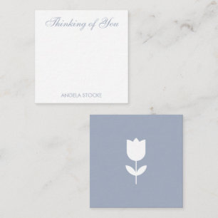 Custom Dusty Blue White Flower Note Card