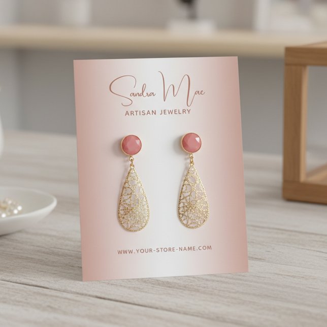 Custom Dusty Rose Blush Pink Jewelry Display Card (Creator Uploaded)