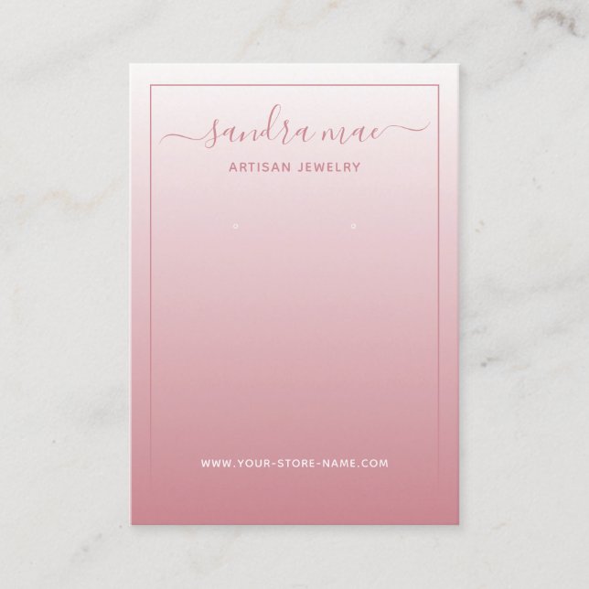 Custom Dusty Rose Blush Pink Jewelry Display Card (Front)