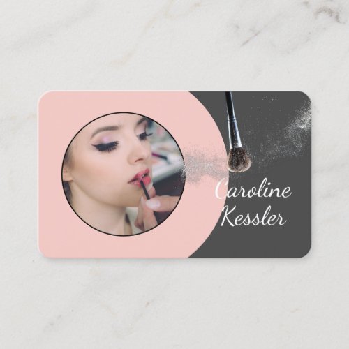 Custom Dusty Rose Blush Pink Makeup Artist Business Card