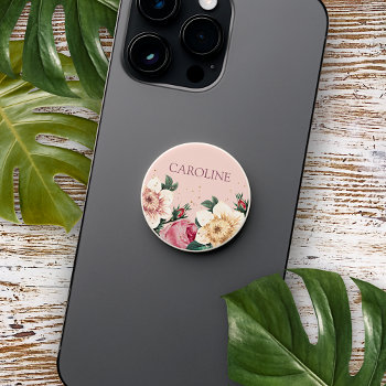 Custom Dusty Rose Blush Pink Summer Floral Bouquet Popsocket by All_In_Cute_Fun at Zazzle