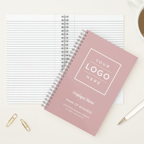 Custom Dusty Rose Business Logo and Employee Name Notebook