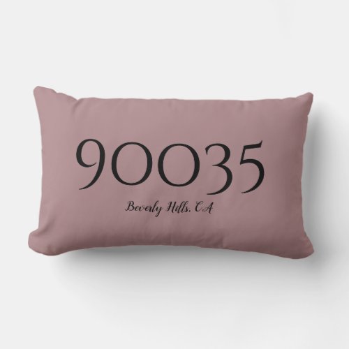 Custom Dusty Rose City State Zip Code Location  Lumbar Pillow