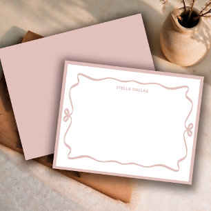 Custom Dusty Rose Doodle Frame Minimal Personal Note Card