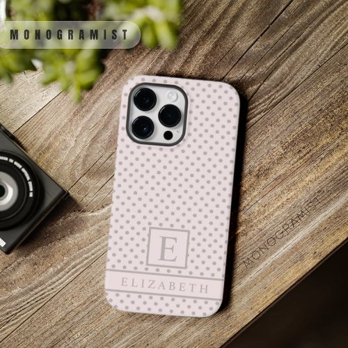 Custom Dusty Rose Mauve Pink Polka Dot Design Case_Mate iPhone 14 Pro Max Case