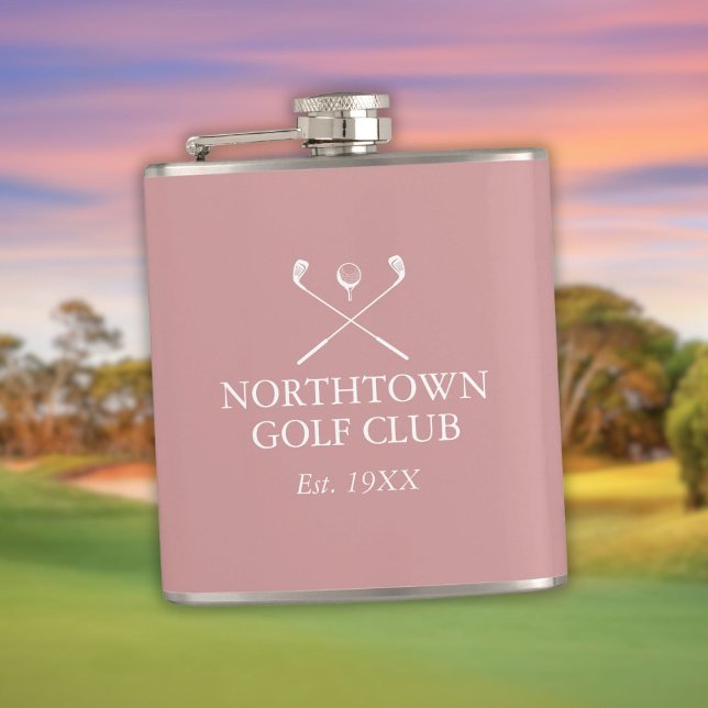 Custom Dusty Rose Pink Golf Club Name Flask (Custom Dusty Rose Pink Golf Club Name Flask)