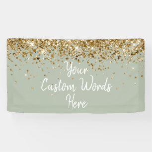 Custom Dusty Sage & Gold Customized Birthday Party Banner