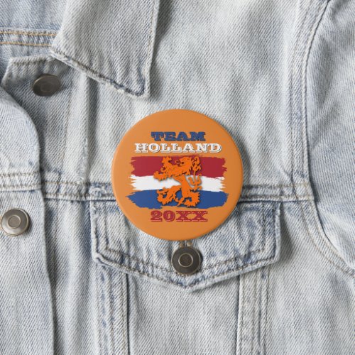 Custom Dutch Flag Orange Lion Team Holland 2024 Button