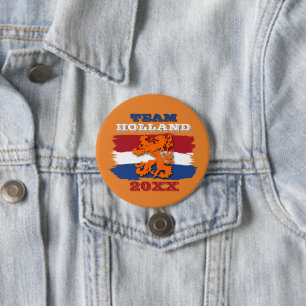 Custom Dutch Flag Orange Lion Team Holland 2026 Button