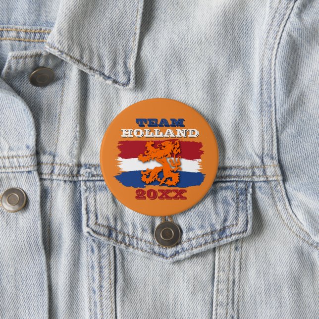 Custom Dutch Flag Orange Lion Team Holland 2026 Button (In Situ)