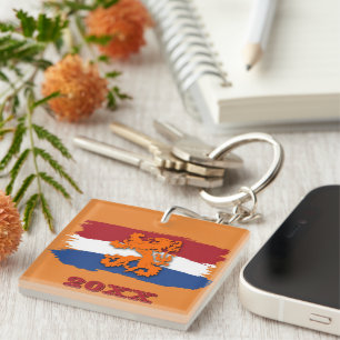 Custom Dutch Flag Orange Lion Team Holland 2026 Keychain