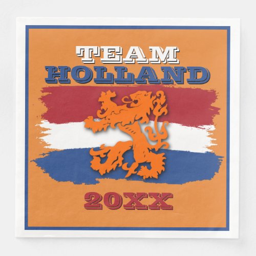 Custom Dutch Flag Orange Lion Team Holland Paper Dinner Napkins